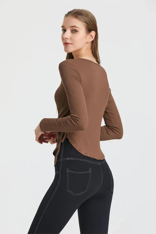 Breathable long sleeve wrap top