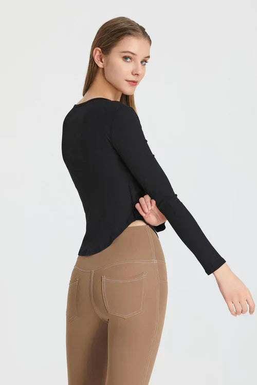 Breathable long sleeve wrap top