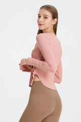 Breathable long sleeve wrap top