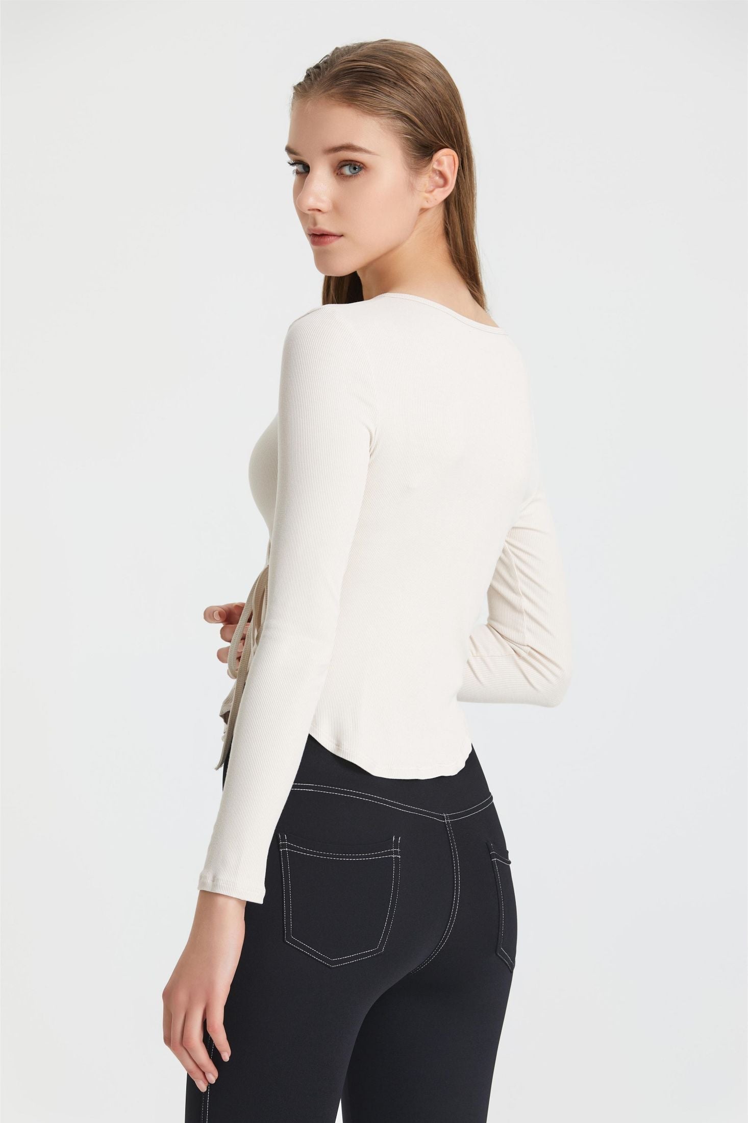 Breathable long sleeve wrap top