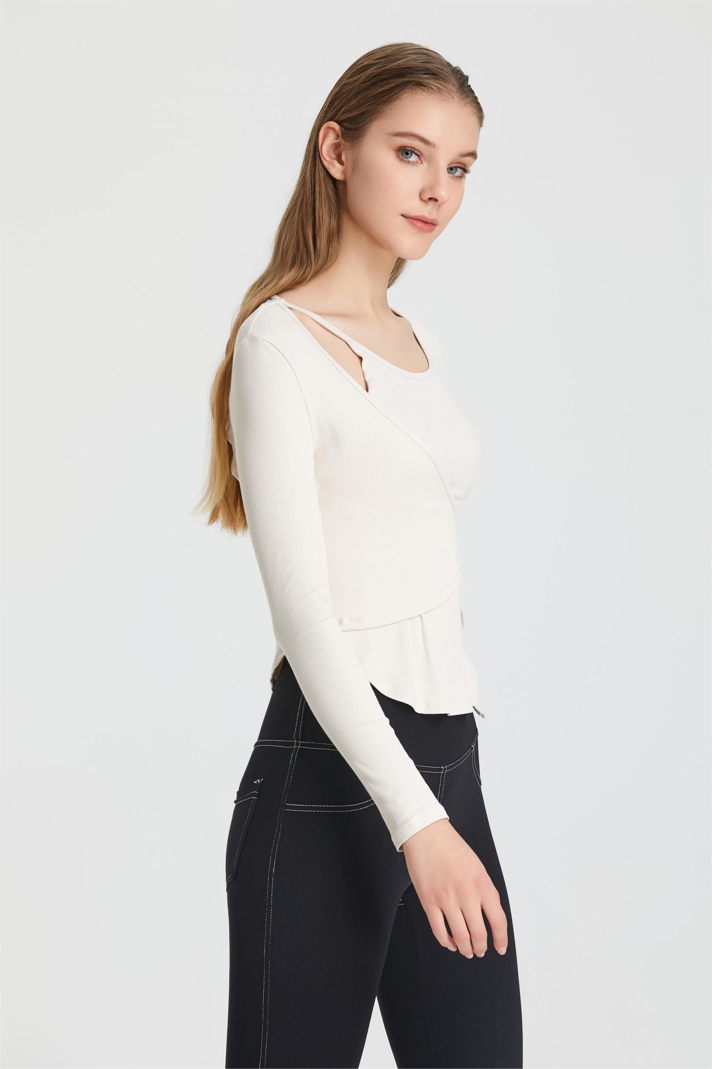 Breathable long sleeve wrap top